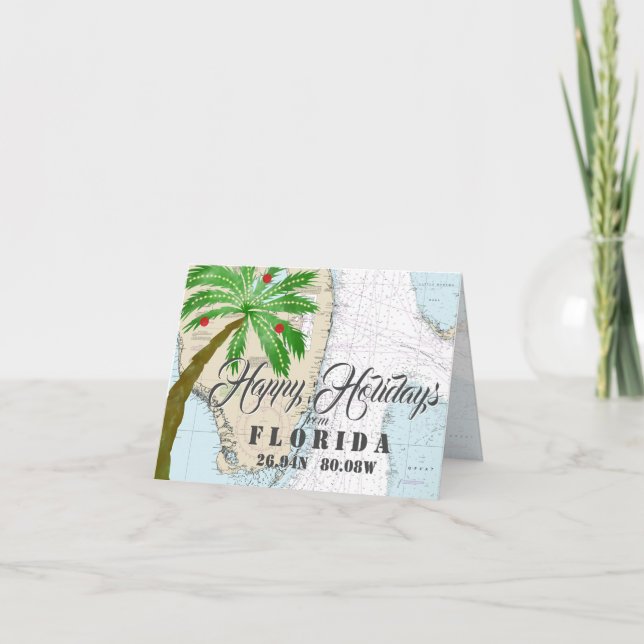 Cartes Pour Fêtes Annuelles Vacances Joyeuses Nautiques Tropicales de Floride (Devant)