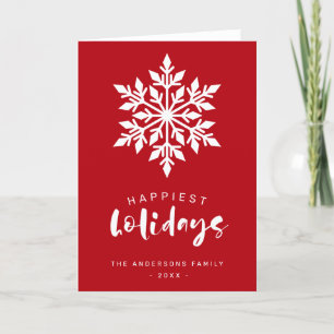 Cartes Pour Fêtes Annuelles Vacances les plus heureux Snowflake Custom Red Bus