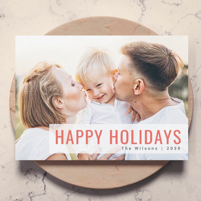 Cartes Pour Fêtes Annuelles Vacances modernes | Candy Stripe Photo de Noël (Créateur téléchargé)