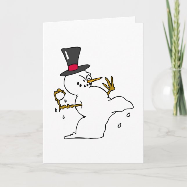 Cartes Pour Fêtes Annuelles Vacances nocturnes de Snowman (Devant)