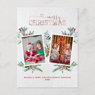 Cartes Pour Fêtes Annuelles Vacances Photo Collage Joyeux Noël Calligraphie