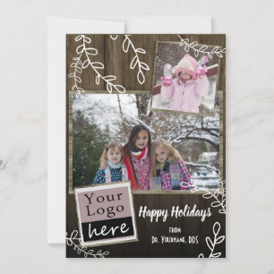 Cartes Pour Fêtes Annuelles Vacances Rustique Bois et Vin Photo et Logo