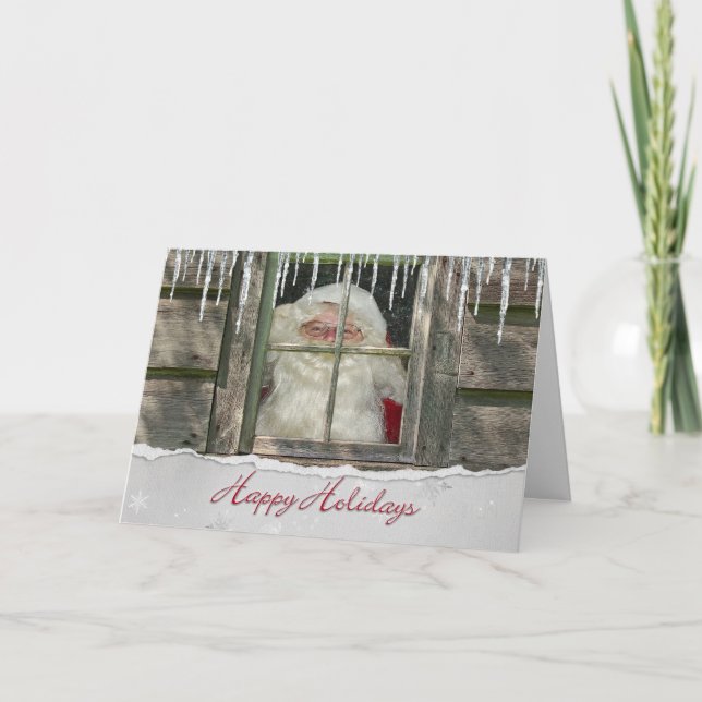 Cartes Pour Fêtes Annuelles Vacances Santa Claus dans la fenêtre cabine (Devant)