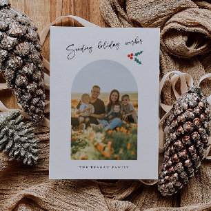 Cartes Pour Fêtes Annuelles Vacances Souhaits minimaliste Arc Blanc Mistletoe