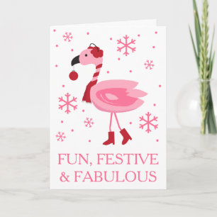Cartes Pour Fêtes Annuelles Vacances tropicales de Noël de plage de Flamant