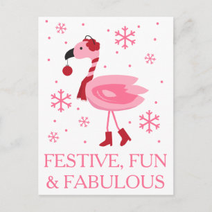Cartes Pour Fêtes Annuelles Vacances tropicales de Noël de plage de Flamant