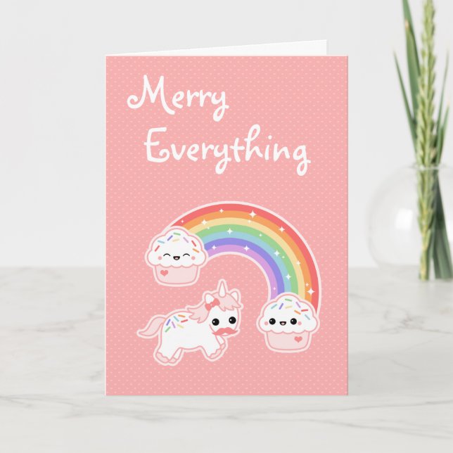 Cartes Pour Fêtes Annuelles Vacances Unicorn (Devant)