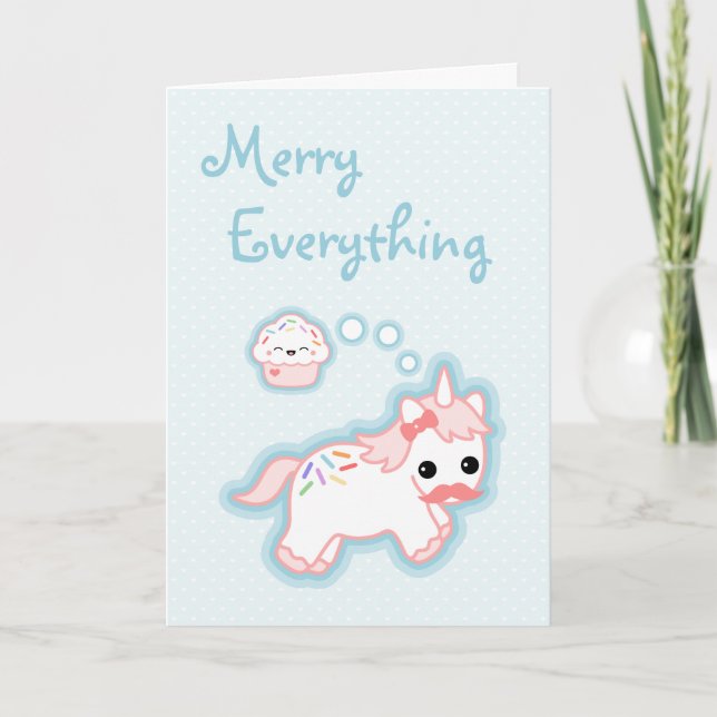 Cartes Pour Fêtes Annuelles Vacances Unicorn (Devant)