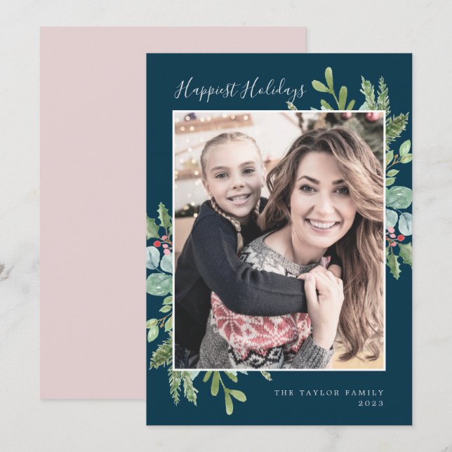 Cartes Pour Fêtes Annuelles Vacances verdoyantes Les plus agréables | Photo de (Devant / Derrière)