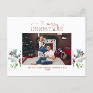 Cartes Pour Fêtes Annuelles Vacances Verdure Photo Rose Or Joyeux Noël