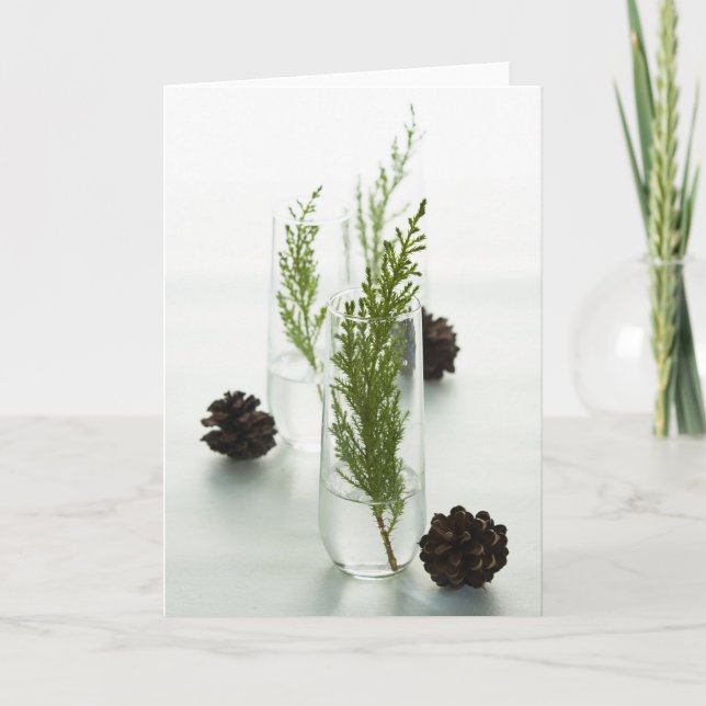 Cartes Pour Fêtes Annuelles Vacances vertes (Devant)