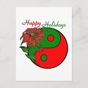 Cartes Pour Fêtes Annuelles Vacances Yin Yang Poinsettia Rouge Vert