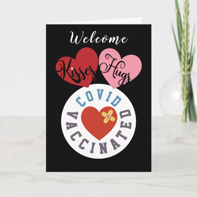 Cartes Pour Fêtes Annuelles Vacciné contre le virus | Welcome Kisses Hugs Vale (Devant)