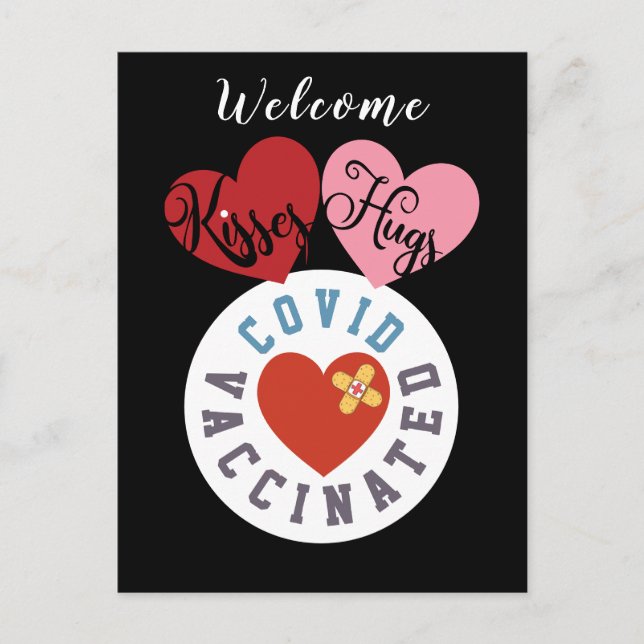 Cartes Pour Fêtes Annuelles Vacciné contre le virus | Welcome Kisses Hugs Vale (Devant)