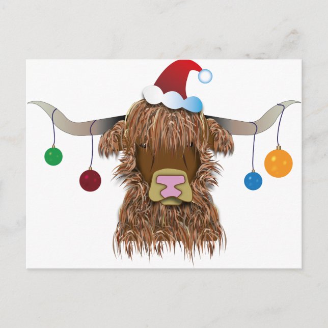Cartes Pour Fêtes Annuelles Vache à Noël (Devant)