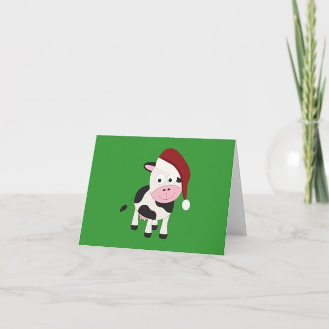 Cartes Pour Fêtes Annuelles Vache à Noël (Devant)