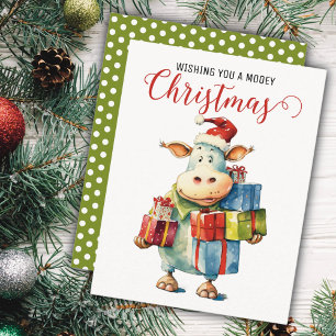 Cartes Pour Fêtes Annuelles Vache de Noël jeu de mots 