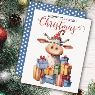 Cartes Pour Fêtes Annuelles Vache de Noël Pun 