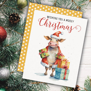 Cartes Pour Fêtes Annuelles Vache de Noël Pun 