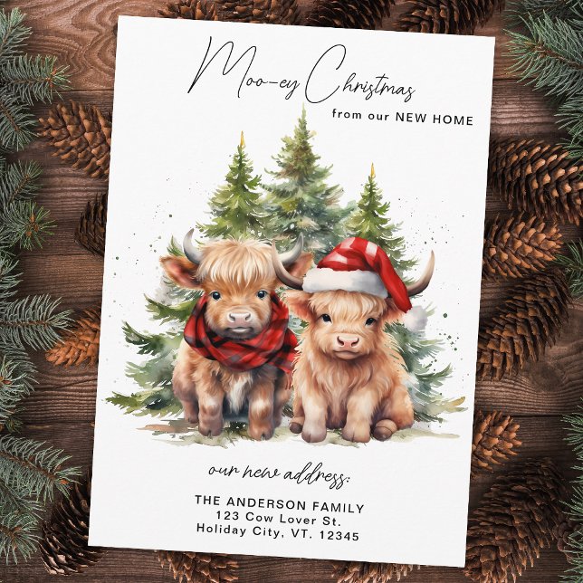 Cartes Pour Fêtes Annuelles Vache des Highlands Accueillante Nouvelle Adresse  (Créateur téléchargé)