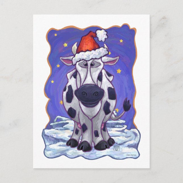 Cartes Pour Fêtes Annuelles Vache festive (Devant)