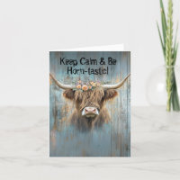 Vache Highland Gardez le calme et soyez Horn-tasti