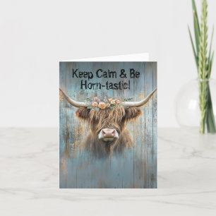 Cartes Pour Fêtes Annuelles Vache Highland Gardez le calme et soyez Horn-tasti