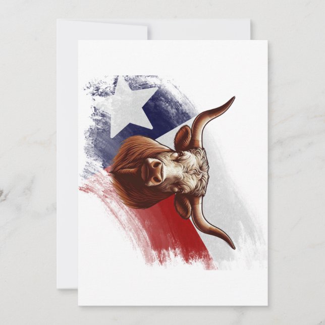 Cartes Pour Fêtes Annuelles Vache longhorne du Texas (Devant)