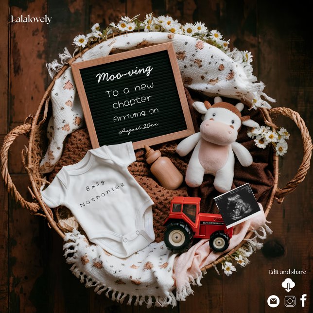 Cartes Pour Fêtes Annuelles Vache mignonne Grossesse de ferme rustique Faire-p (Créateur téléchargé)