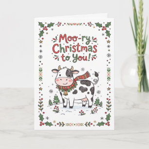Cartes Pour Fêtes Annuelles Vache mignonne personnalisable