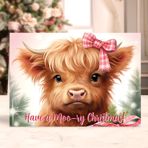 Cartes Pour Fêtes Annuelles Vache moo-ry Noël Highland