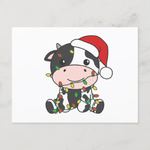 Cartes Pour Fêtes Annuelles Vache Noël Animaux d'hiver Vaches de vacances