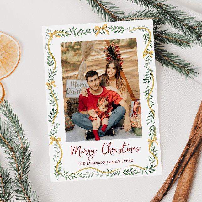 Cartes Pour Fêtes Annuelles Vaches vertes et or Joyeux Noël Photo (Créateur téléchargé)