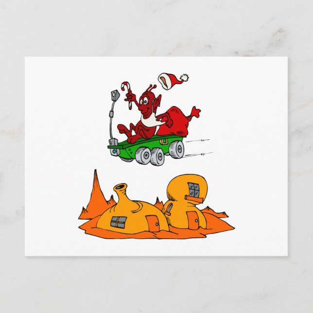 Cartes Pour Fêtes Annuelles Vagabond martien de Père Noël (Devant)