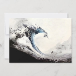 Cartes Pour Fêtes Annuelles Vague bleue encrée