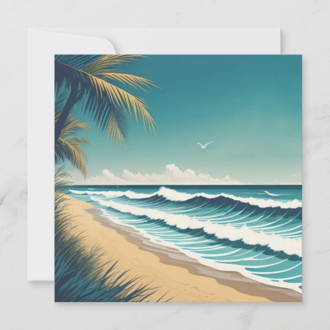 Cartes Pour Fêtes Annuelles vague de plage (Devant)