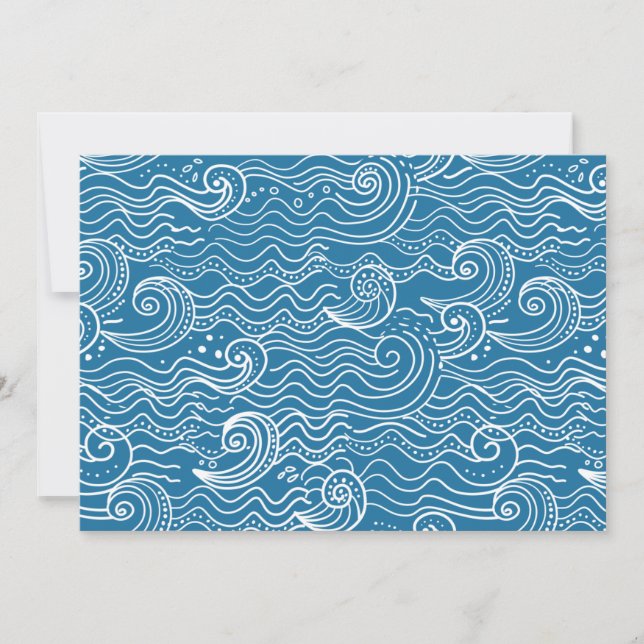 Cartes Pour Fêtes Annuelles Vagues océaniques bleues et blanches (Devant)