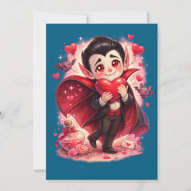 Cartes Pour Fêtes Annuelles Valentin Drôle Dracula (Devant)