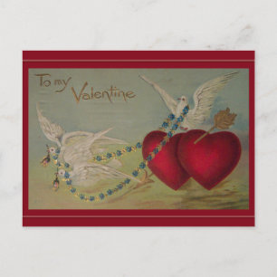 Cartes Pour Fêtes Annuelles Valentin vintage avec les coeurs et les colombes