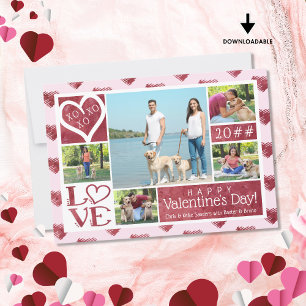 Cartes Pour Fêtes Annuelles Valentine 5 Photo Collage Vin Aquarelle Coeurs