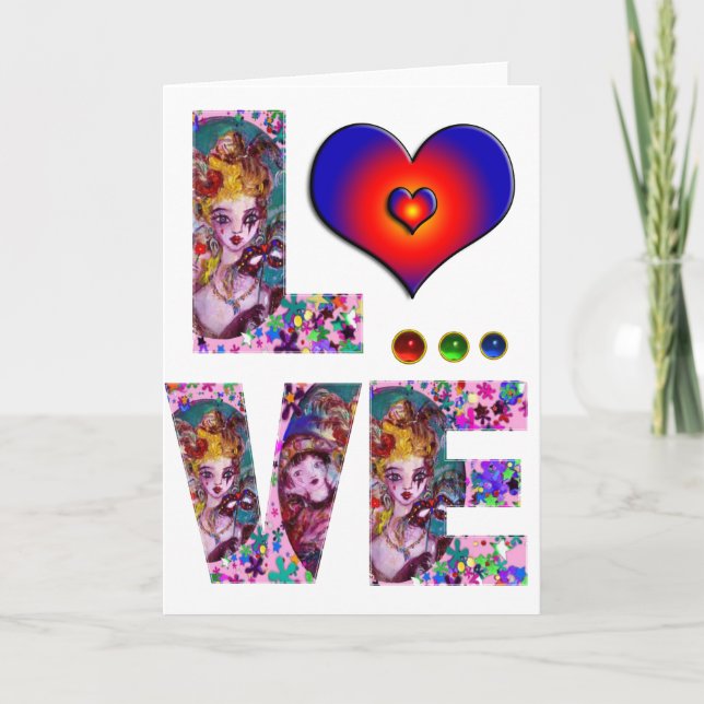 CARTES POUR FÊTES ANNUELLES VALENTINE AIME LE MASQUÉRADE VÉNÉTIEN (Devant)