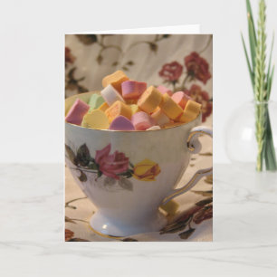 Cartes Pour Fêtes Annuelles Valentine Candy et Tea Rose