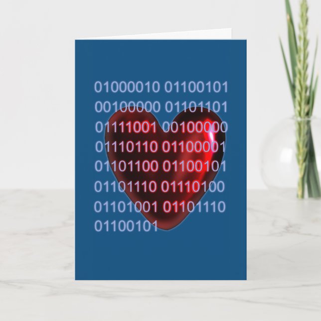 Cartes Pour Fêtes Annuelles Valentine de code binaire (Devant)