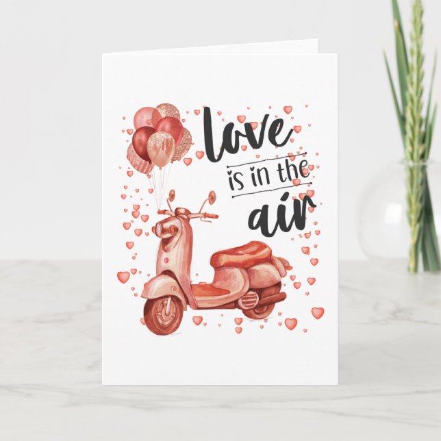 Cartes Pour Fêtes Annuelles Valentine design : scooter et ballon (Devant)
