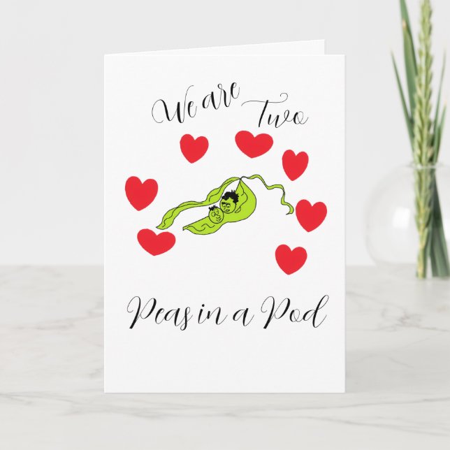 Cartes Pour Fêtes Annuelles Valentine : Deux dans une cosse . (Devant)