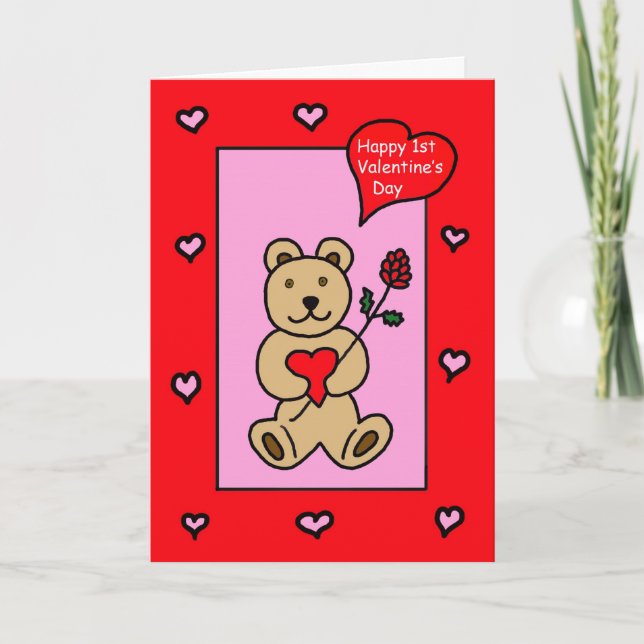 Cartes Pour Fêtes Annuelles Valentine du bébé premier -- Ours de nounours (Devant)