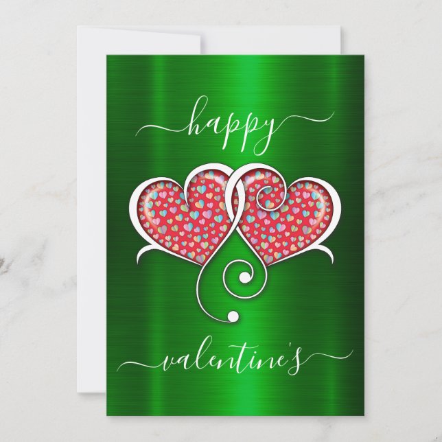 Cartes Pour Fêtes Annuelles Valentine Élégant Coeurs Interverrouillés Design (Devant)