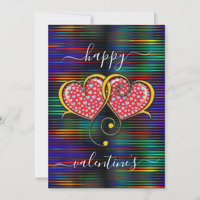 Cartes Pour Fêtes Annuelles Valentine Élégant Coeurs Interverrouillés Design (Devant)