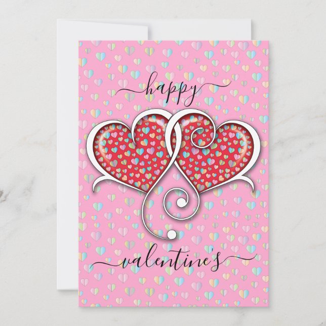 Cartes Pour Fêtes Annuelles Valentine Élégant Coeurs Interverrouillés Design (Devant)