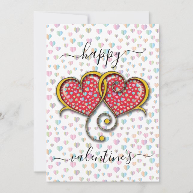 Cartes Pour Fêtes Annuelles Valentine Élégant Coeurs Interverrouillés Design (Devant)
